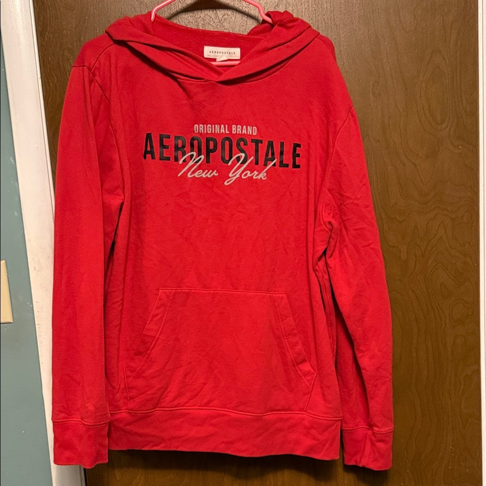 Aeropostale Red Logo Pullover Hoodie Size L